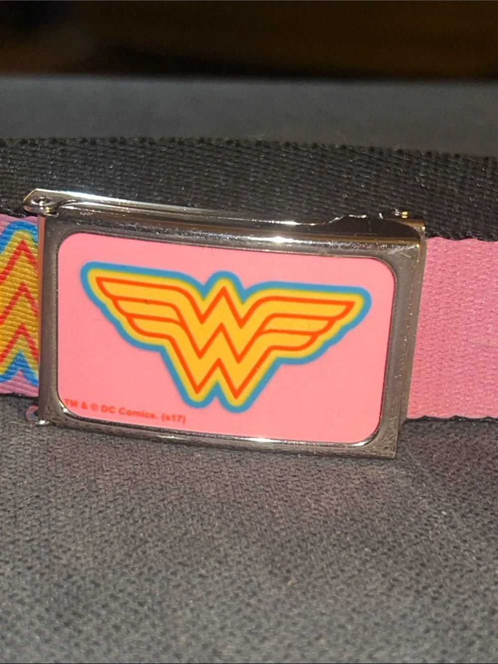 Pink Wonder Emblem Stretch Belt with Decorative Buckle